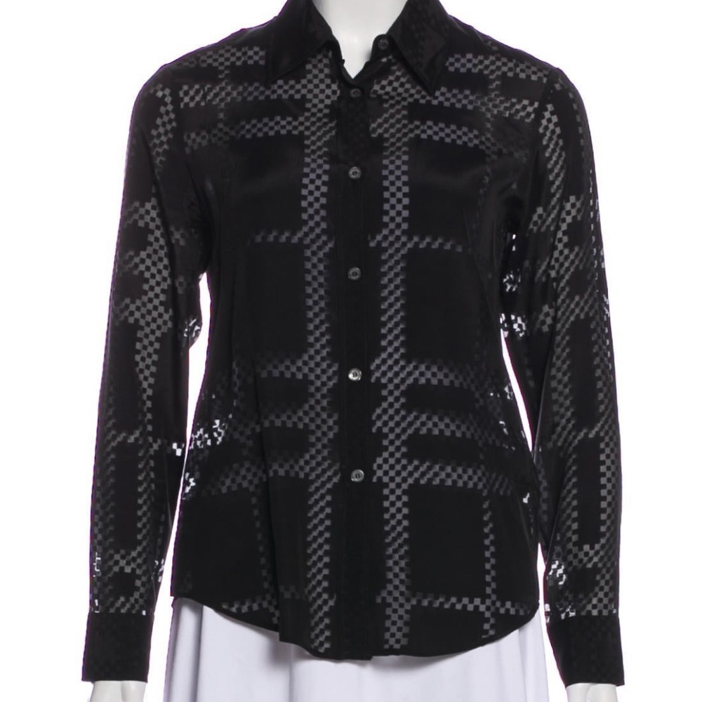 Burberry Sheer Silk Check Blouse